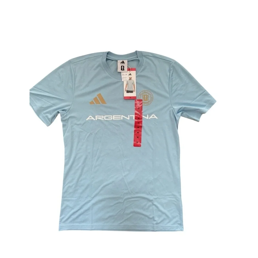 NWT Adidas Argentina OLP World Cup Mens Med Ice Blue Gold Soccer KH2304